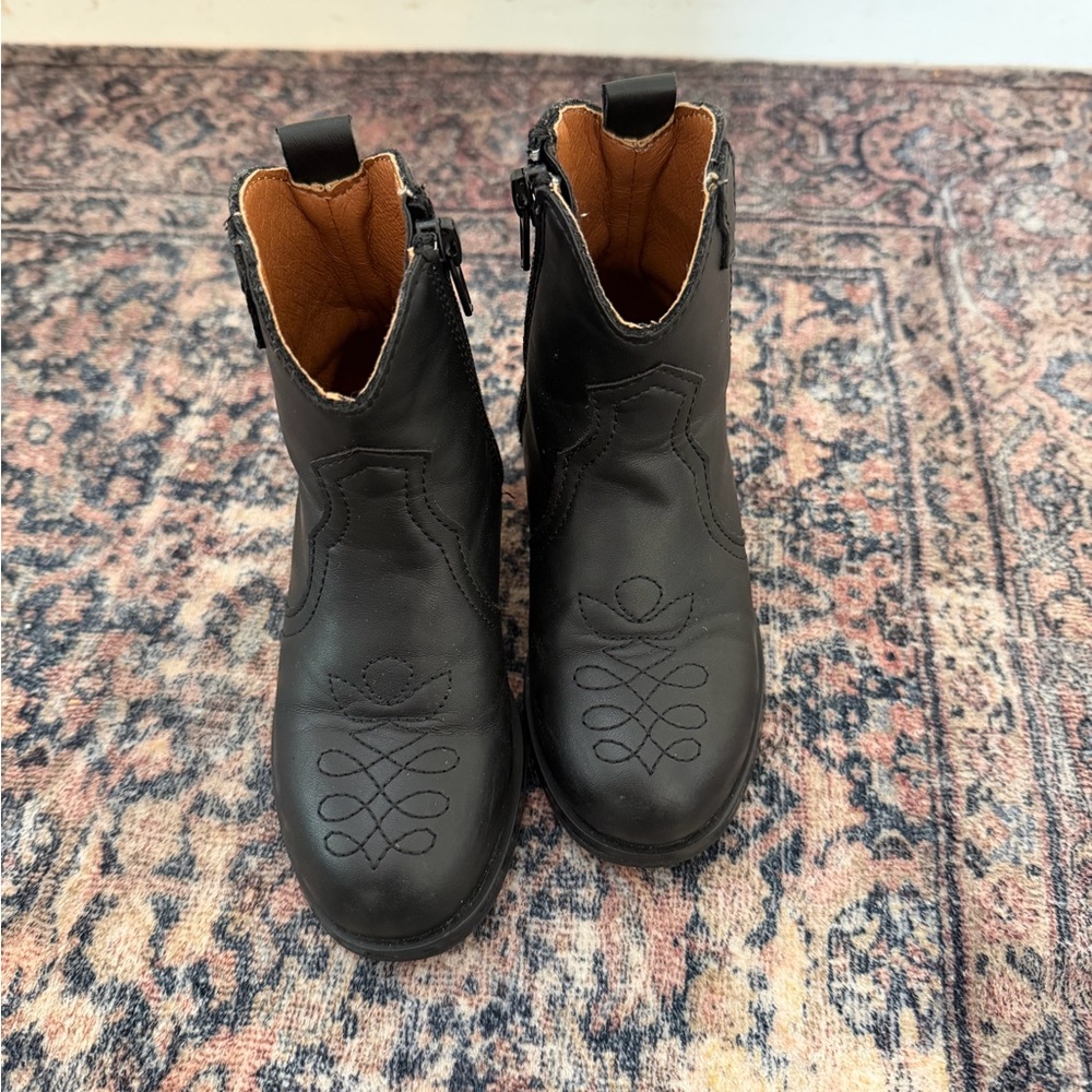 Rylee + Cru Black Kids Leather Booties